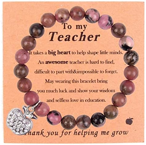 VICKHU Teacher appreciation gifts,Natural Stone teacher Bracelet gifts for women,thank you gifts for teacher meaningful gifts for women with gift message card