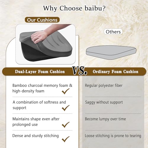 Baibu 17 X 16 Inches Dual-Layer Patent Design Memory Foam Non-Slip Kitchen Chair Pad And Dining Seat Cushion With Ties Machine Washable Cover thumb #4