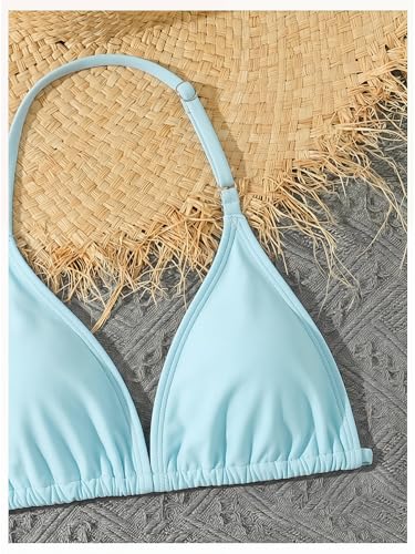 Image of RoseSeek Girl's 3 Piece Cute Bowknot Bathing Suit Halter Triangle High Waisted Swimsuit with Beach Cover Up Skirt