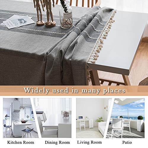 Colorbird Farmhouse Square Tablecloth, Striped Cotton Linen Table Cloth 55 X 55 Inch Gray Thick Washable Oblong Dining Table Cover For Kitchen Tabletop Outdoor Picnic #TOP4