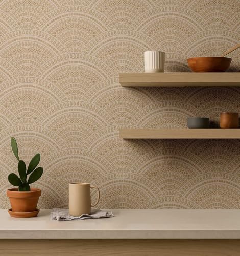 Papier peint adhésif imperméable mandala beige 63x304cm
