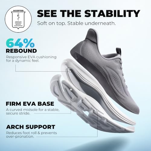ALLSWIFIT Men's Slip On Wide Toe Box Road Running Shoes,Grey,10.5 - image 4
