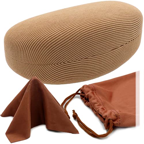 Image of MyEyeglassCase Large Hard Sunglasses Case | fits Large curved Sunglasses, with microfiber bag and cleaning cloth
