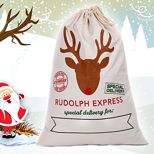 New_Soul Saco Grande de arpillera de Yute con cordón para decoración de Navidad