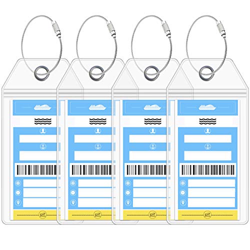 Cruise On NCL Cruise Luggage Tag Holder (4 Pack) Fits Printed Norwegian Ship Tags 2026 & 2027 Cruise Essentials Clear Durable & Waterproof Luggage Tags for Smooth Sailing