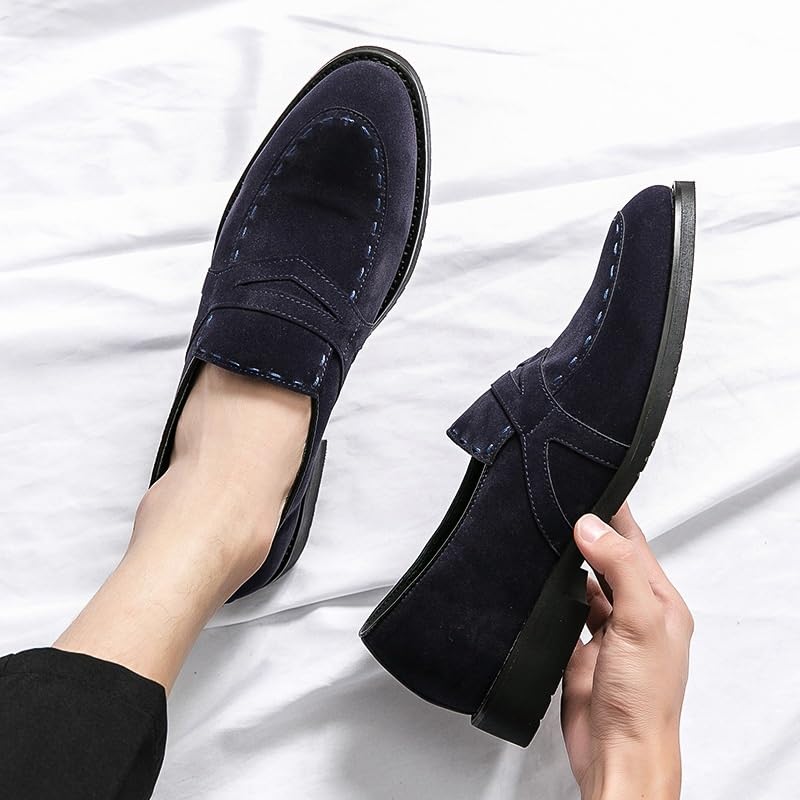 Men's Business Casual Leather Shoes Slip-On Loafers Fashion Wedding Shoes Wedge Flat Shoes Suede Craft Comfortable for Men2