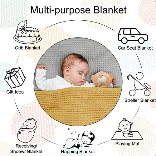 Image of PHF 100% Cotton Waffle Baby Blanket Lightweight Breathable, 30 inchx40 inch, Ginger