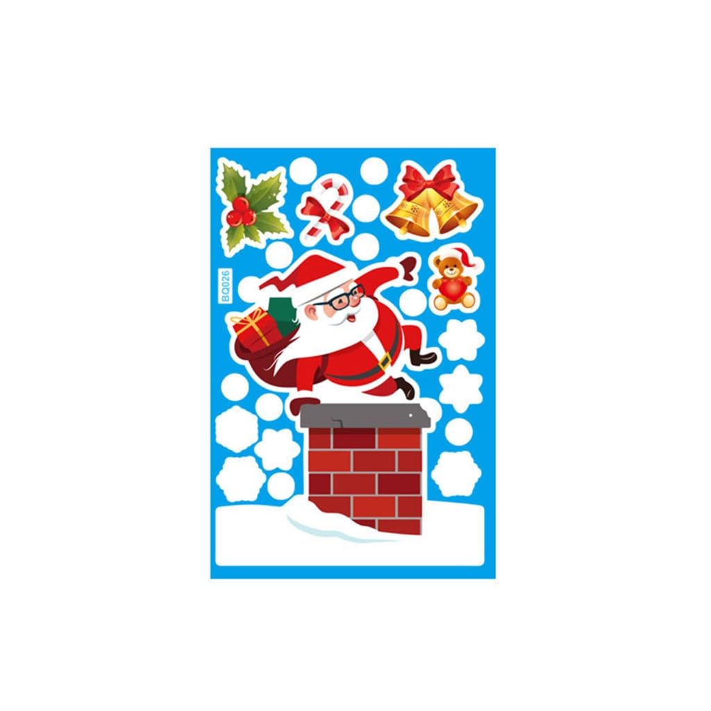 Christmas Window Clings Electrostatic Stickers Santa Snowman Glass Decals