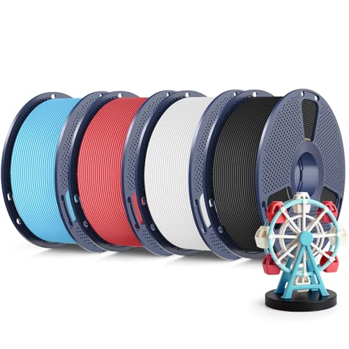 Image of SUNLU High Speed Matte PLA 3D Printing Filament 1.75mm 4KG | 600mm /s Fast 3D Printer Filament Bundle, Smooth PLA Matte Filament, 1KG Spool, Black+White+Cherry Red+Sky Blue