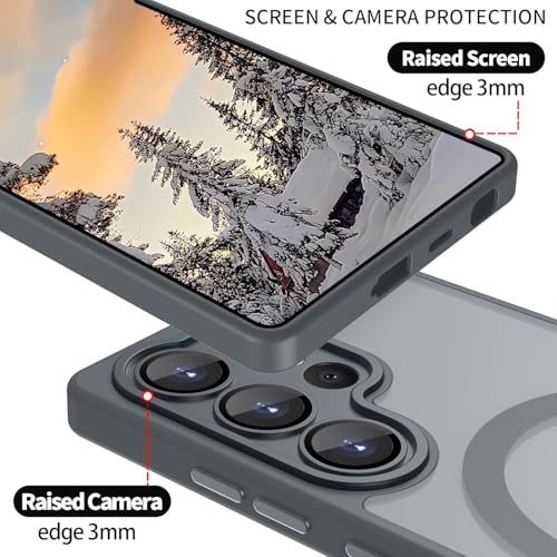 Image of Elzzi Magnetic for Samsung S25 Ultra 5g Case, Upgraded [Full Camera Protection] [Compatible with Magsafe] [Translucent Matte] Shockproof Protective Phone Case for Men & Women - Grey