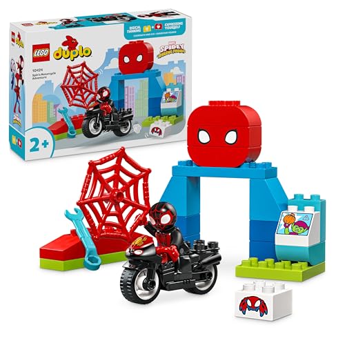 LEGO Duplo Marvel aventura em moto de Spin - jogo educativo infantil para crianças de 2 anos - moto de brinquedo e figura - ideia de presente para fãs de Spidey e sua superequipa 10424