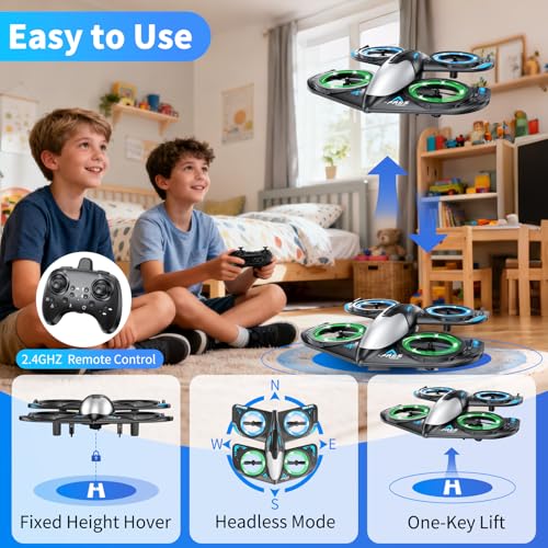 RC Drone for Kids Beginners, Foam Remote Control Drone with Cool Lights, 360° Flip, Altitude Hold, 3 Speed Modes, Collision Protection and Ease of Use, RC Airplane Quadcopter Toy Gift for Boys and Girls - Image 6