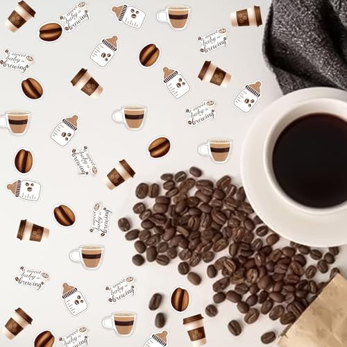 Image of Coffee Baby Shower Decorations Confetti, 200pcs Coffee A Sweet Baby is Brewing Confetti Cup and Bean Double Sided Printing Cardstock for Gender Reveal Celebration Decoration (Pack of 3)