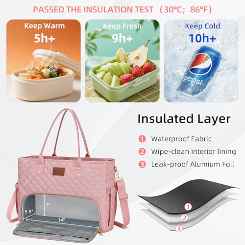 KKXIU Lunch Tote Bag for Women, Work Laptop Tote with Insulated Lunch Box - image 3
