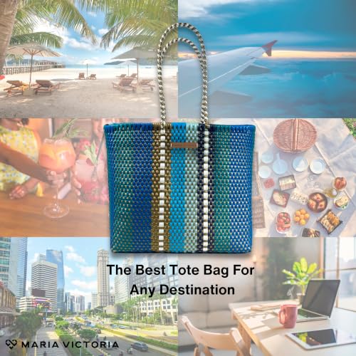 Image of MARIA VICTORIA Women's Waterproof Plastic Tote - Medium, Stylish Spring /Summer Bag for Daily Use & Travel