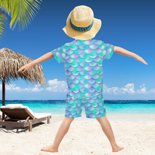 Image of visesunny Boy's 2 Pieces Shirt and Short Set Casual Shirts Short Sleeve Beach Shorts Summer Outfits for 3-10 Years Kids