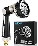 ESOW Gartenschlauch Spritzpistole mit 8 Mustern, 100% Robuste Metall-Wasserschlauchpistole, Daumensteuerung, Ein-Aus-Ventil, Hochdruck-Düsensprüher zum Gießen von Pflanzen, Auto- und Haustierwäsche