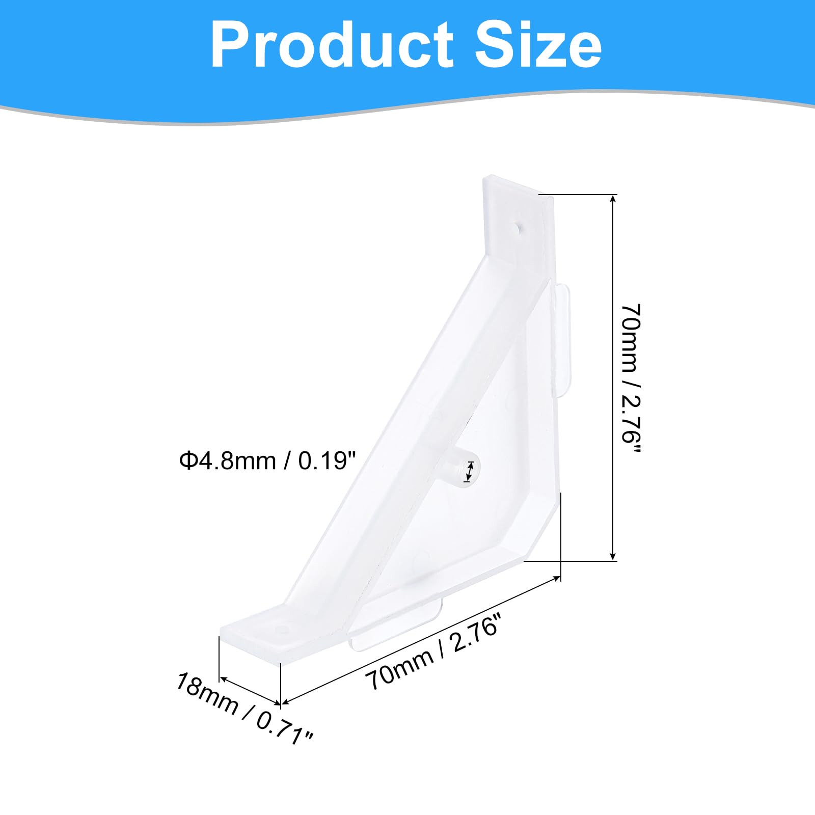 QUARKZMAN 40pz Staffa Triangolare Plastica a 90 Gradi, Supporti Angolari Viti per Mobili e Armadi, Trasparente