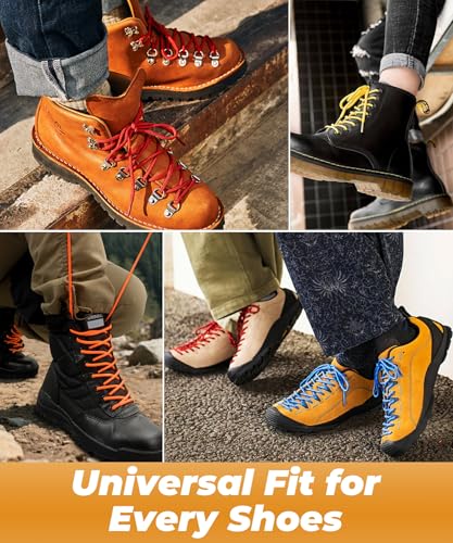 Image of Handshop 2 Pairs Round Boots Shoelaces, Heavy Duty Outdoor Shoe Laces | Replacement Shoestrings for Hiking, Running, Sporting Shoes and Work boots, Sturdy and Robust, 28 Colors, 30-63 inch Length