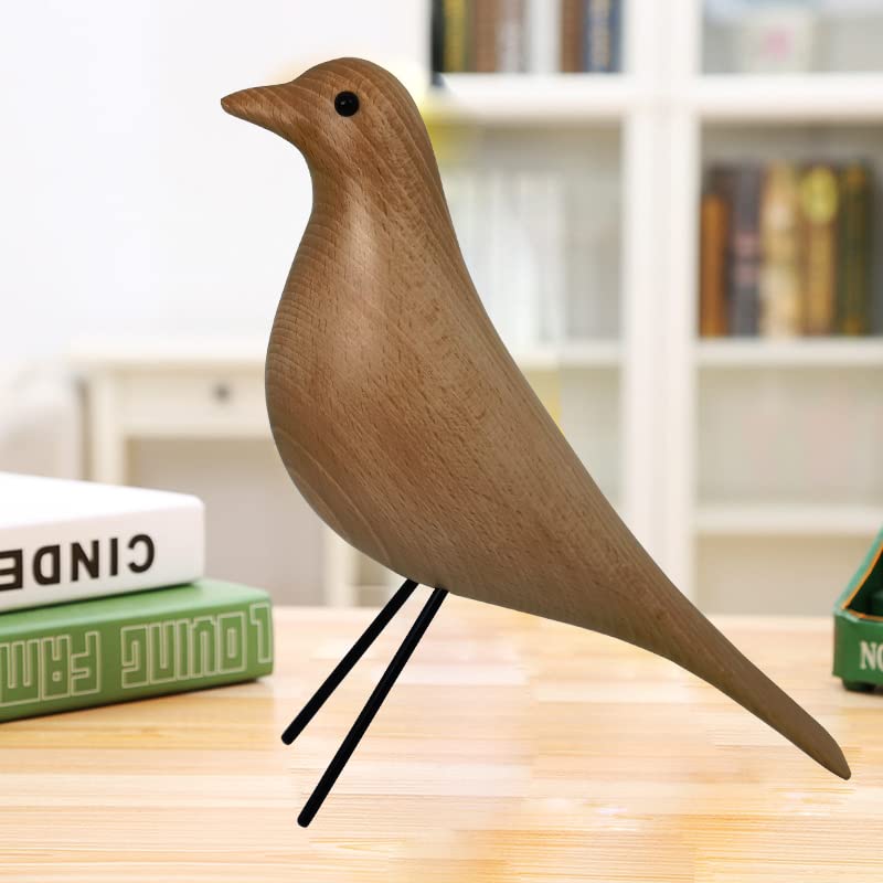 Plaque Murale En Bois Sculpté Main - Style Mid-Century - Oiseau Et Feuilles - 47x30cm