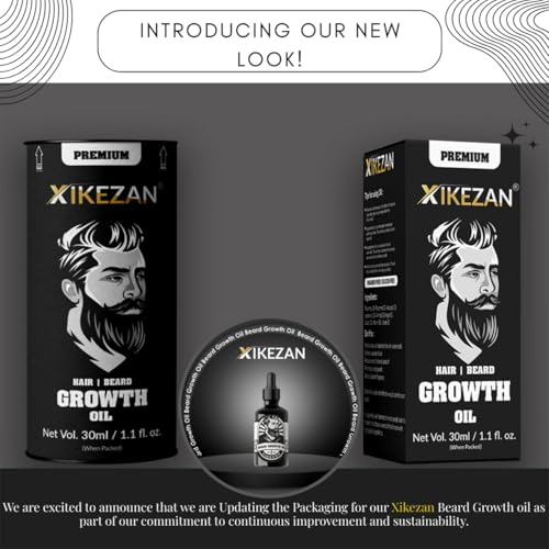 Image of XIKEZAN Men's Beard oil for men & Hair Growth Oil -30ml | All Natural Formula for a Fuller | Healthier Beard and Hair - Softens, Strengthens | Promotes Growth