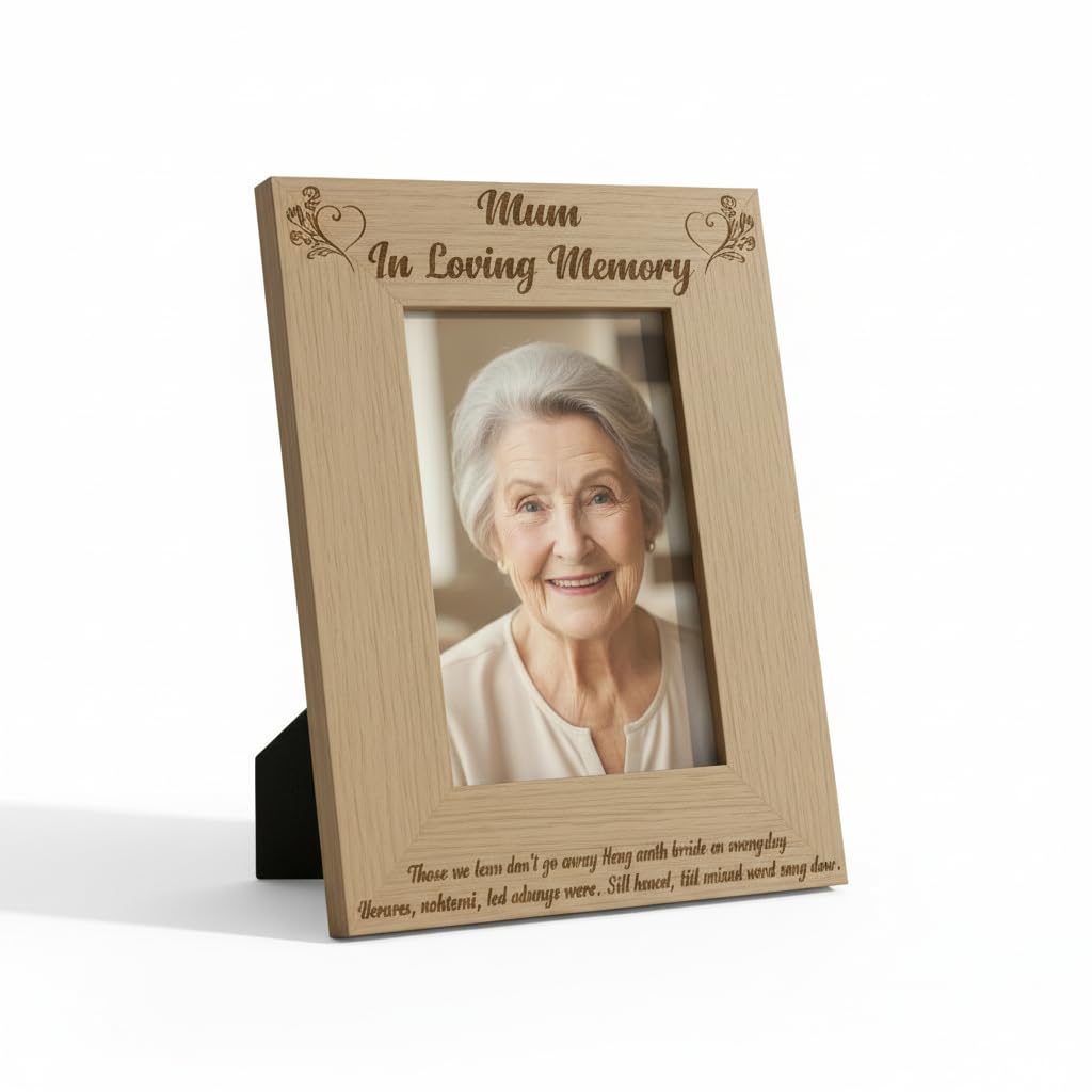 Ukgiftstoreonline Mum In Loving Memory Remembrance Engraved Portrait Wooden Photo Frame Gift (5 X 7 Inch)