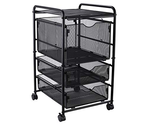 image for EasyPAG Assemble Mesh File Cart with Rolling Wheels 1 File Cube Organi