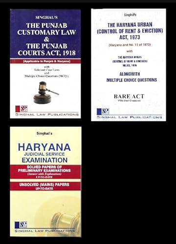 Haryana Solved Papers (Mains) Unsolved, Haryana Urban Act &amp; Punjab Customary Law COMBO [2024] by Singhal Law Publications