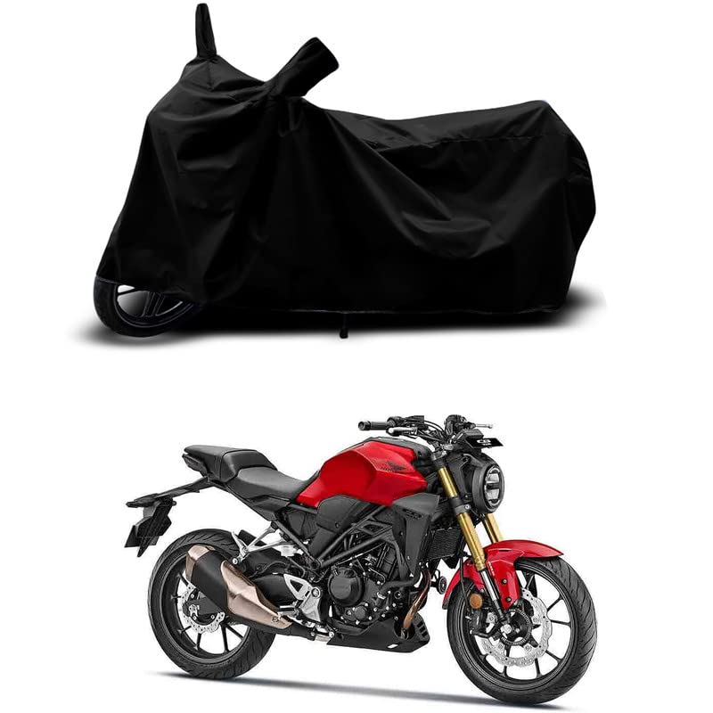 Image of 100% Scratchproof /UV-Rays /Heat Protection /Birds Dropping /Water Resistant /Dust Proof /Waterproof /Full Bike Scooty Two Wheeler Body Cover Compatible for Honda CB300R All Varients[Black]