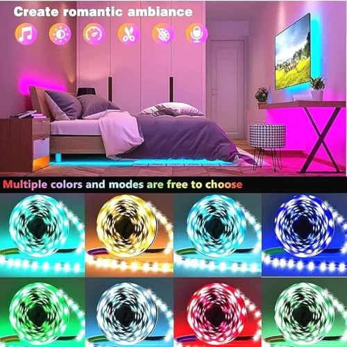 Image of SKYBUCKET15ft LED Lights for TV 32-65 Inch | RGB TV Backlight Strip with Music Sync, Bluetooth App & Remote | USB Powered Bias Lighting for Gaming (Tv Back Ground Light)