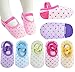 Pro1rise 5 Pairs Baby Girls Toddler Cartoon Dots Anti Slip Skid Foot Socks No-Show Crew Cotton Socks Sneakers 10-30 Months