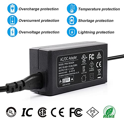 Ul Listed 19V 3.42A Laptop Charger, F1Tp 45W 65W Power Supply Ac/Dc Adapter For Hp Acer Samsung Toshiba Fujitsu Lenovo Asus Gateway Ibm Sony Lg Tv Monitors And Notebooks Chromebook #TOP3