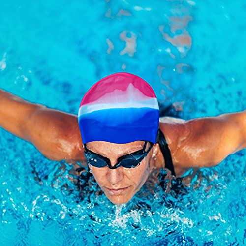 AWOCAN Silicone Long Hair Swim Cap Women Girl Waterproof Bathing Pool Swimming Cap Cover Ears to Keep Your Hair Dry - Image 2