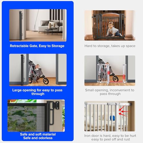 Treppenschutzgitter Türschutzgitter Ausziehbar Baby Absperrgitter Schutzgitter Treppe für Kinder,Katzen und Hunde,Geeignet für Innen Außenbereich (Schwarz-150×80cm)