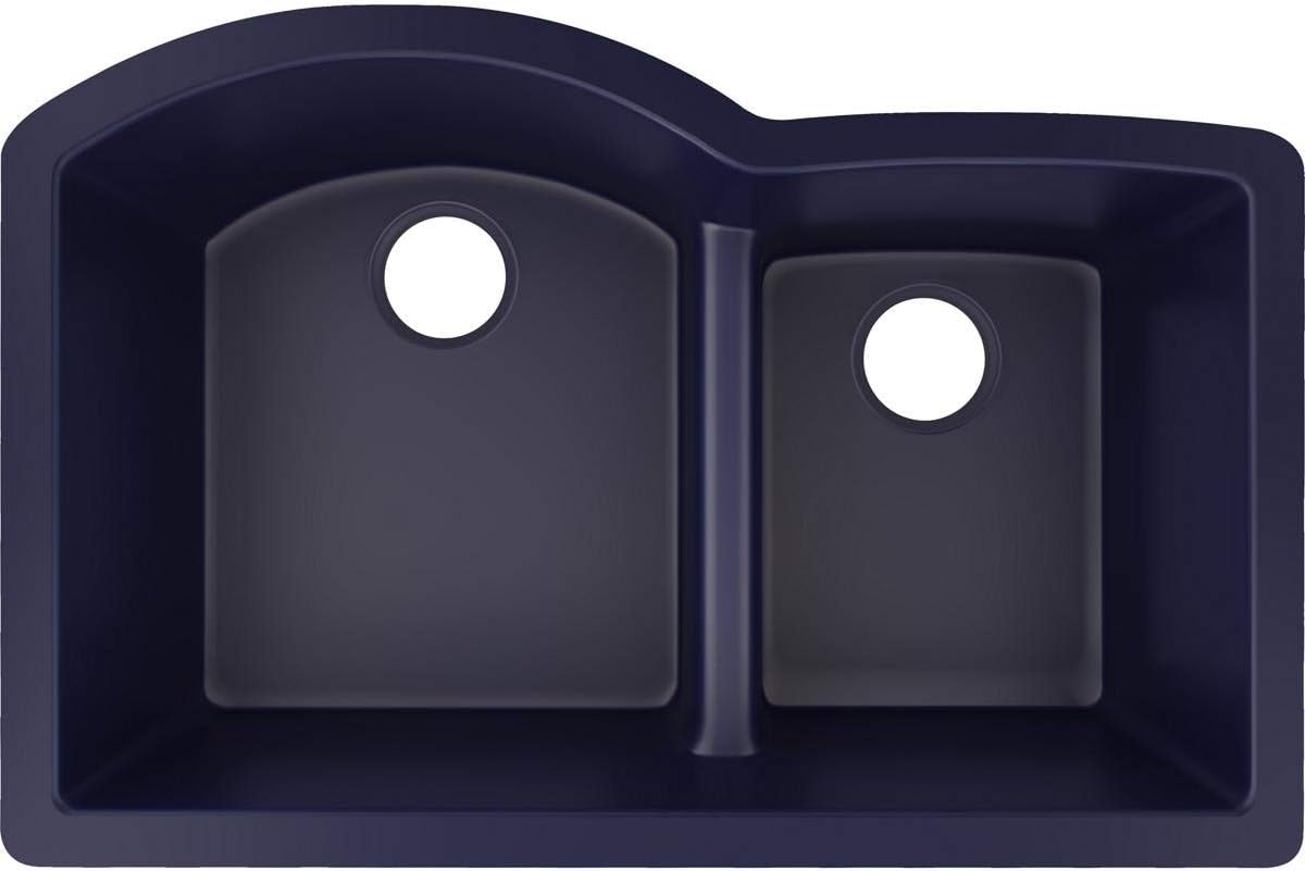 Elkay ELXHU3322RJB0 Quartz Luxe Offset 60/40 Double Bowl Undermount Sink with Aqua Divide, Jubilee