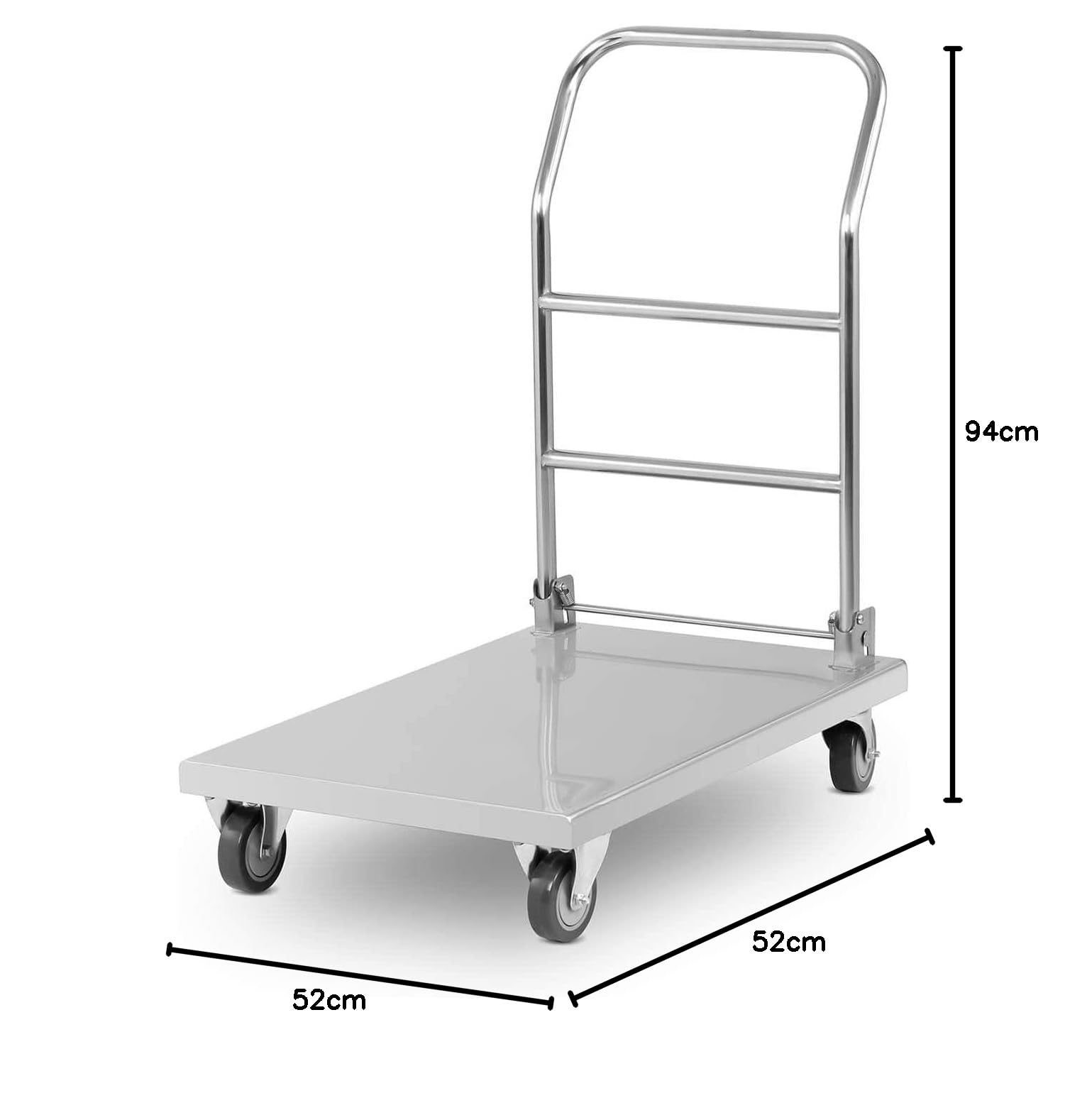 Royal Catering - RCFT 1 - Carrito de Servicio - Mango Plegable - 100% Acero Inoxidable