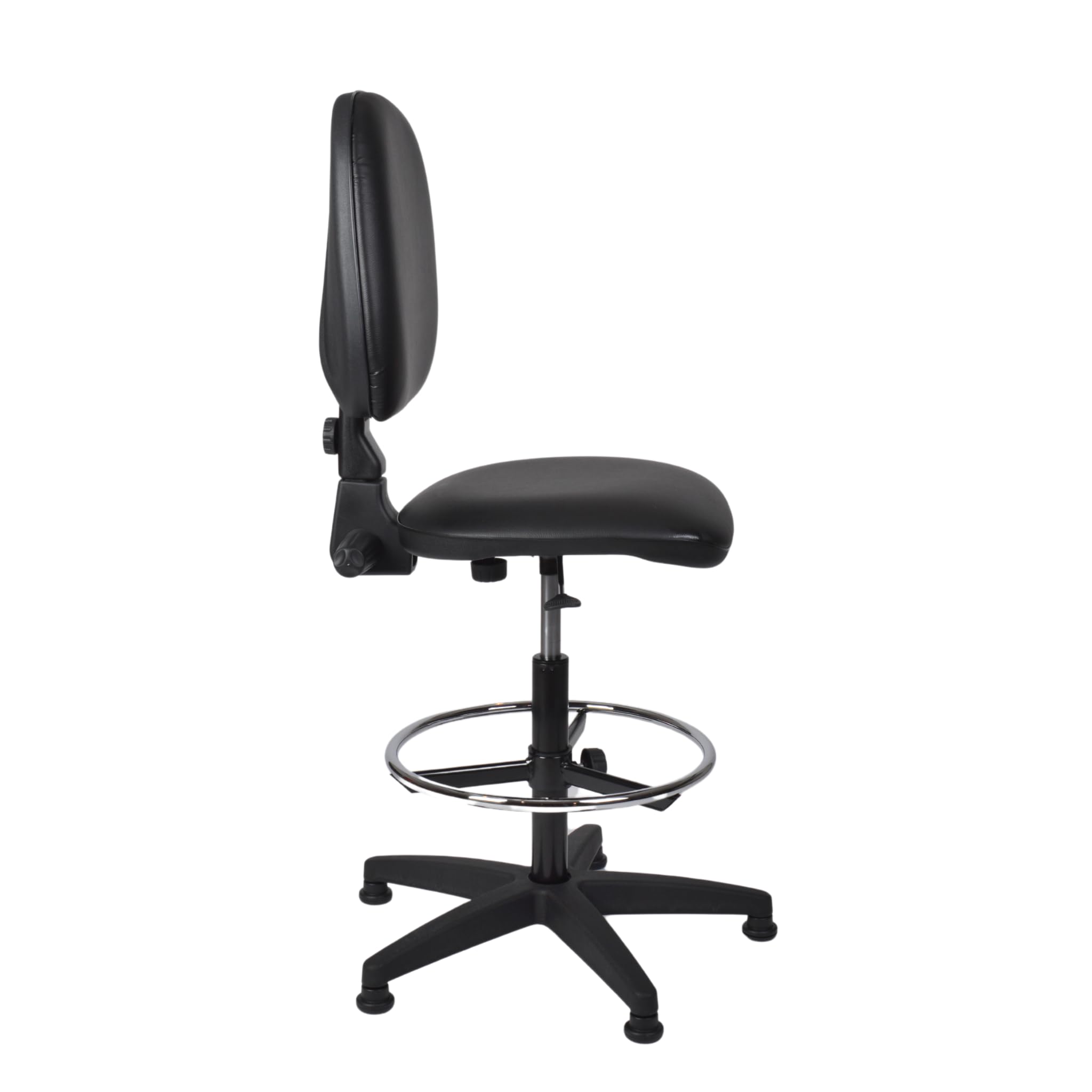 Topsit Büro & More IND211 - Silla de trabajo giratoria, acolchada y tapizada en piel sintética, altura regulable y fácil de limpiar, anillo de pie cromado, base y patas estables