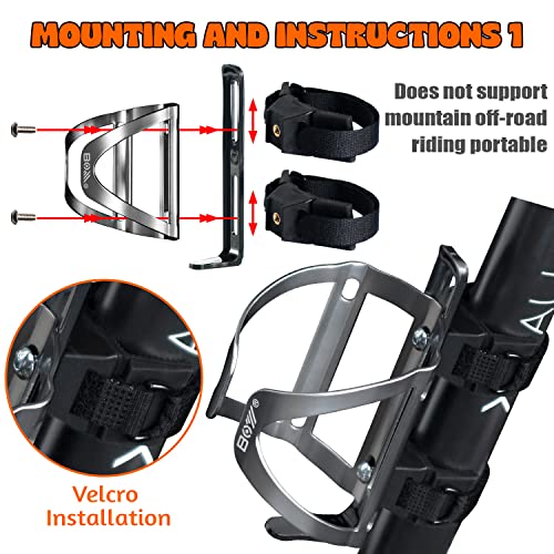 Bike Water Bottle Holder No Screws, Double Fix With Removable Velcro For Mountain Bottle Cage, 2 Pack Lightweight Aluminum Alloy Silver Bicycle Cup Cage Holder For Bicycle Accessories Portable #TOP1