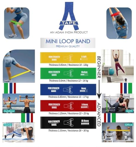 Image of A-Tape Resistance Loop Bands Set for Men & Women | Premium Natural Rubber Heavy Duty Workout Bands for Legs, Glutes, Squats, Stretching, Fitness & Physiotherapy (Red) (Pack-1)