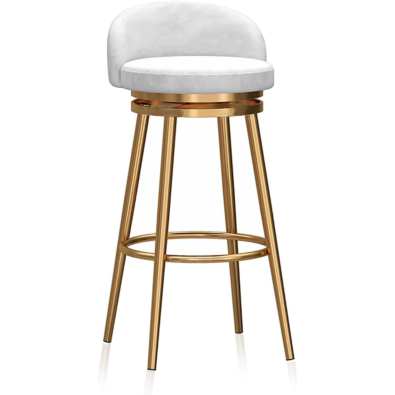Tabouret de bar velours 65 cm pivotant et confortable avec pieds en métal doré pour îlot central