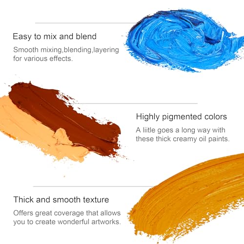 PHOENIX Oil Paint Set, 24x12ml/0.4 Fl Oz Tubes, Non-toxic Oil Based Paints for Canvas Crafts, Great Value Art Supplies for Artists, Adults & Beginners - Image 4