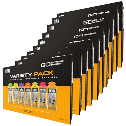 Contrast SIS Go Isotonic Energy Gel de 60 ml, variedad de 7 paquetes de sabores de gel (10 cajas)