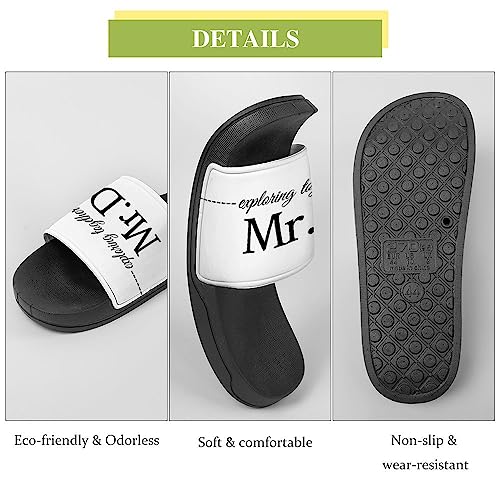 Custom Mr Mrs Slippers Personalized Couples Sandals, Customized Slip-On Wedding Slides with Name Design, Comfortable PVC Flip Flop for Indoor Outdoor, Non Slip Beach Shoes for Women Men4