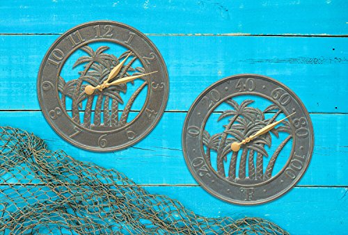 Whitehall 01139 Palm Indoor Outdoor Wall Clock, Bronze Verdigris, 18" #TOP1