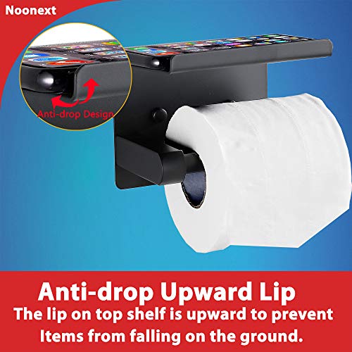 Noonext ZJJS059-TMM Adhesive Toilet Paper Holder With Shelf, Sus304 Stainless Steel Toilet Paper Roll Holder, Mega Roll Tissue Roll Paper Dispenser thumb #1