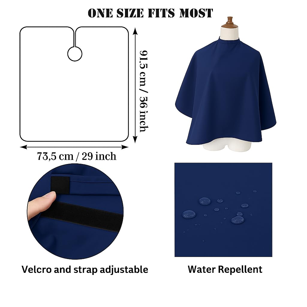 MAKSTILE Short Hair Cutting Cape for Women & Men | Salon & Home Use Hair Dye, Styling, Makeup Apron | Lightweight Barber Cape for Haircut, Shampoo & Beauty Artists - Size: 36 x 29 Inches (Navy Blue) - Image 5 thumbnail