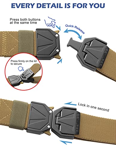 BESTKEE Tactical Belt for Men, Military Style Stretch Nylon Work Belts, 1.5" Web Quick-Release Belt, Ideal Gift for Father2