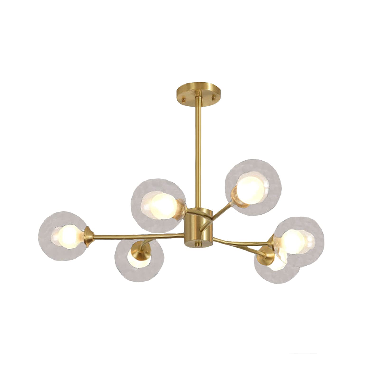 KXEcoLife Living Room Bedroom Dining Magic Bean Molecular Light,Simple Creative Branches Chandelier,G9 Nordic All Copper Chandelier-Copper and ball cover 6t