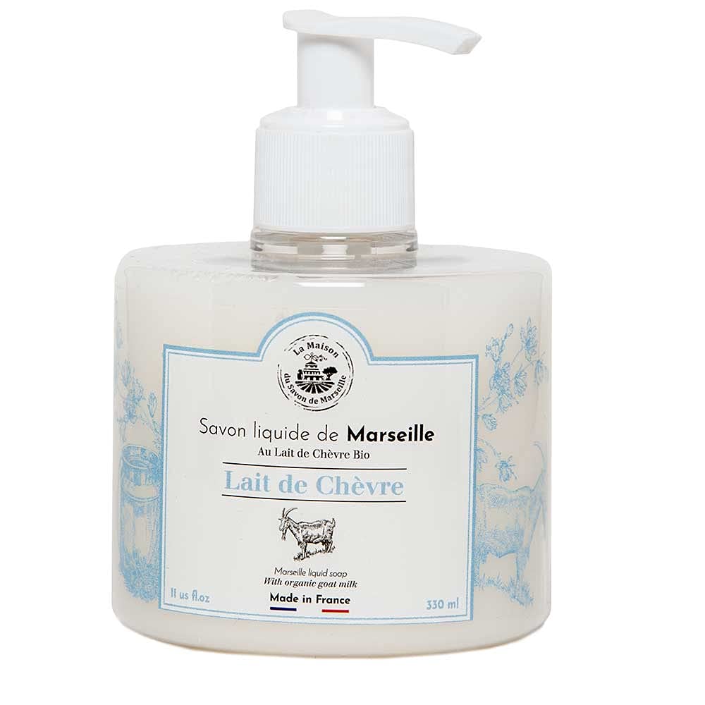 Savon De Marseille - French Liquid Soap with Organic Goats Milk and Olive Oil - Hand Wash 33 Fl Oz Bottle and 11 Fl Oz Dispenser