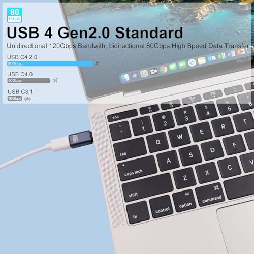 Image of ETZIN USB C Extension Adapter [80Gbps /240W PD /8K@60Hz] 1-Pack, Male to Female USB Type C Extender Support Type C Fast Charging for Thunderbolt 5 /4, Steam Deck, Switch EPL-1553CC